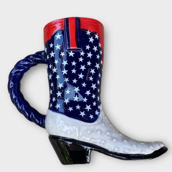 🔴American Legacy Patriotic Cowboy Boot Mug Vase - Picture 1 of 11
